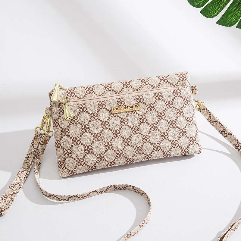 PU kvadratna torba preko ramena, crossbody stil, zatvarač, poliester podstava, unutarnji pretinci za telefon i ID