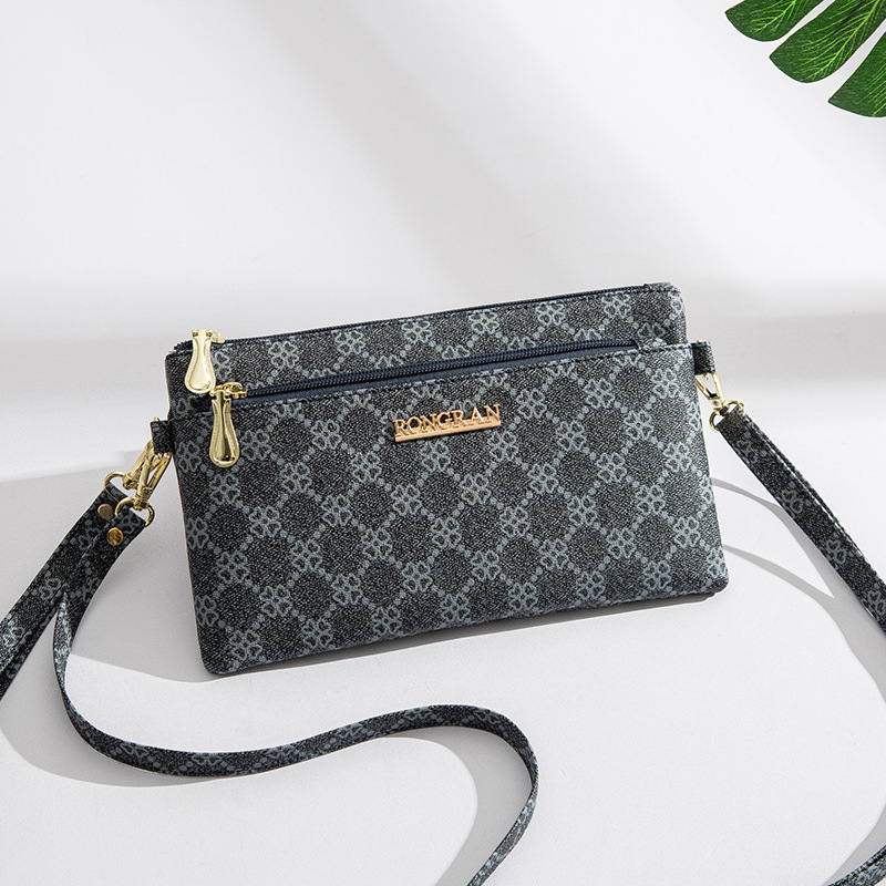 PU kvadratna torba preko ramena, crossbody stil, zatvarač, poliester podstava, unutarnji pretinci za telefon i ID