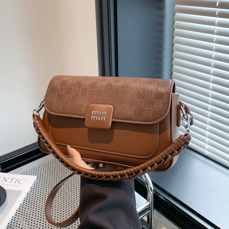 Retro PU crossbody torba s vodoravnom kvadratnom formom, zatvaranje kapom, džepovi sa zipom i džep za dokumente, s jednom naramenicom, jesen 2025 izdanje