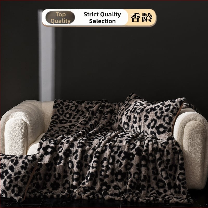 Milk blanket cu blană de iepure și velur, model dungi/geometric, 300–500 g, potrivit pentru toate anotimpurile