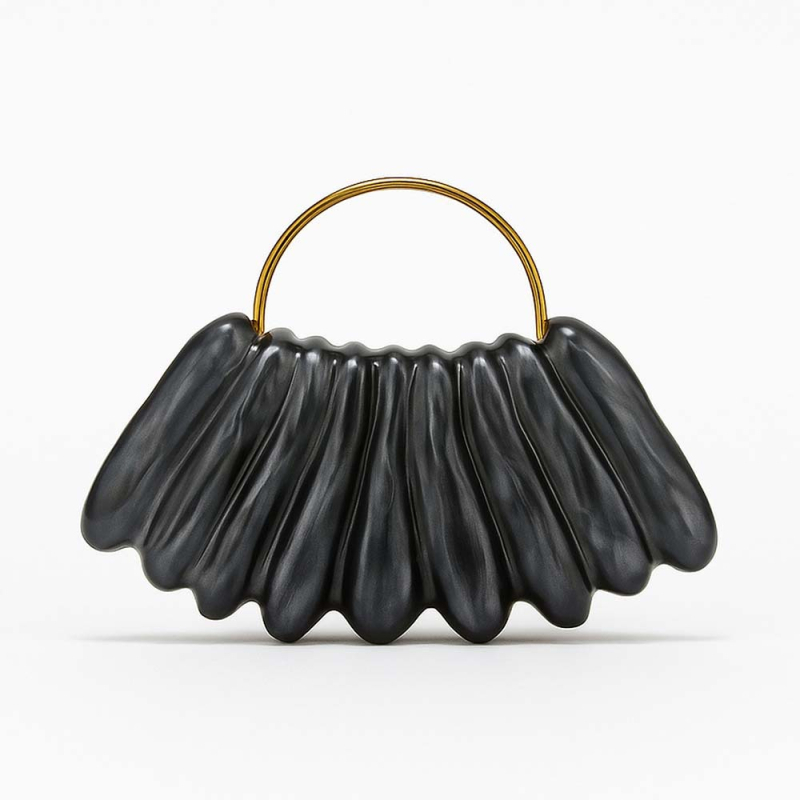 Női keresztpántos válltáska, hullám mintázatú akril, ovális forma, mágneszár, belső telefontartó zseb, tavasz 2025