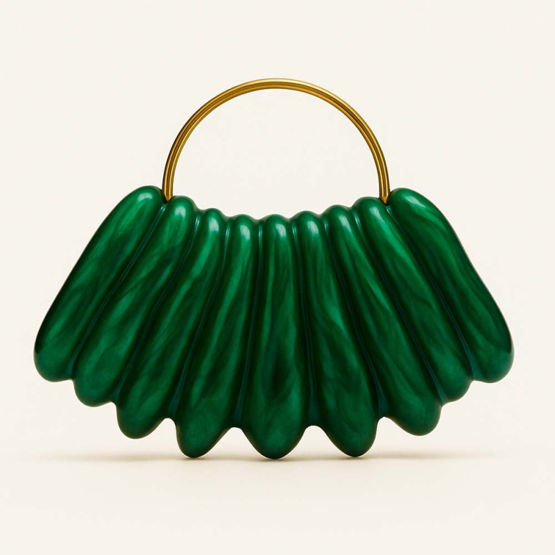 Női keresztpántos válltáska, hullám mintázatú akril, ovális forma, mágneszár, belső telefontartó zseb, tavasz 2025