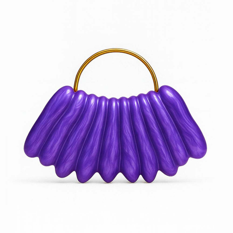 Női keresztpántos válltáska, hullám mintázatú akril, ovális forma, mágneszár, belső telefontartó zseb, tavasz 2025