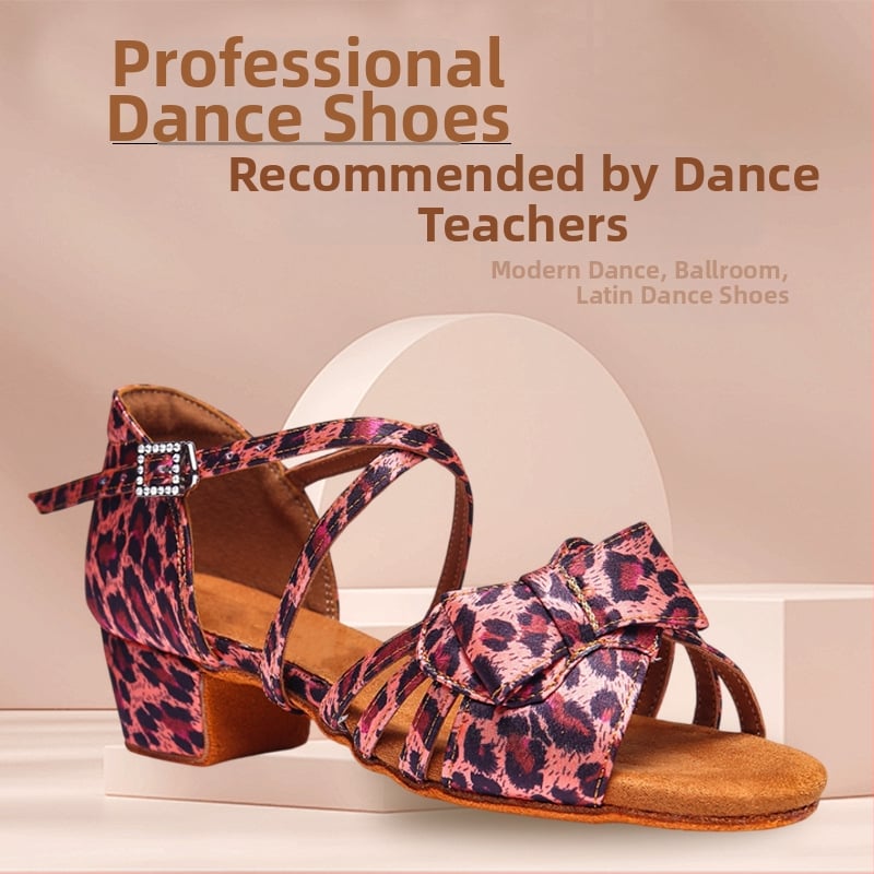 Leopard uzorak latino plesne cipele za djevojčice, visoki pet, mekani potplat, svilen gornji dio, cipele za plesnu vježbu