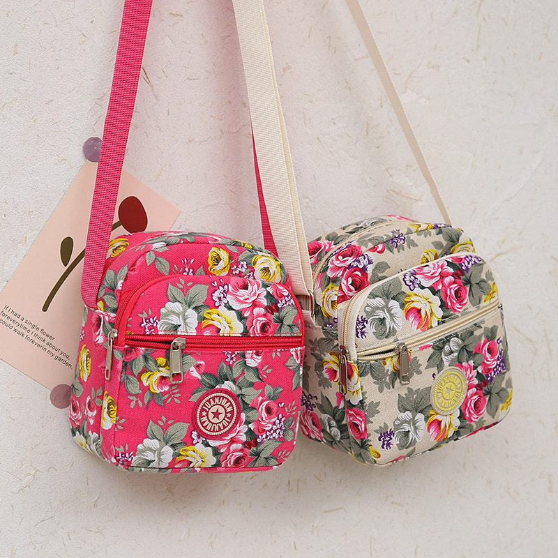 Geantă crossbody din pânză, buzunar cu fermoar, stil motocicletă