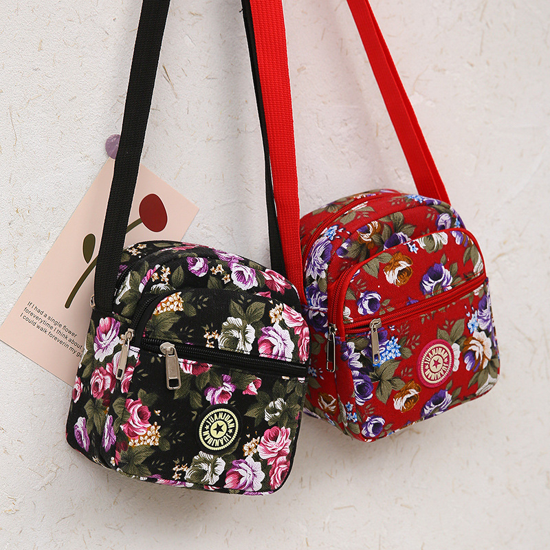 Geantă crossbody din pânză, buzunar cu fermoar, stil motocicletă