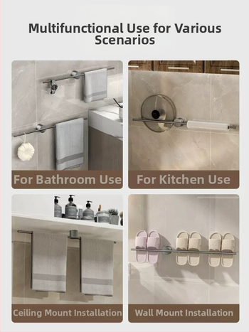 Falra szerelhető törölközőtartó, egypólusú, Space alumínium, spray-plasztik bevonat, teherbírás 10 kg, 1 szint