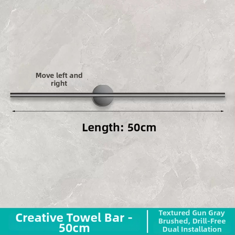 Falra szerelhető törölközőtartó, egypólusú, Space alumínium, spray-plasztik bevonat, teherbírás 10 kg, 1 szint