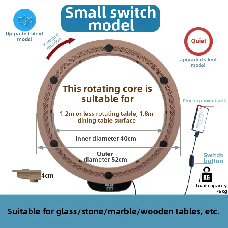 Elektromos forgóasztal étkezőasztalhoz — anyag műanyag; márka Jinpaili hardware; olasz minimalist stílus; univerzális felhasználás