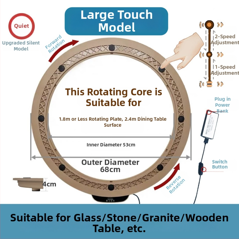 Elektromos forgóasztal étkezőasztalhoz — anyag műanyag; márka Jinpaili hardware; olasz minimalist stílus; univerzális felhasználás