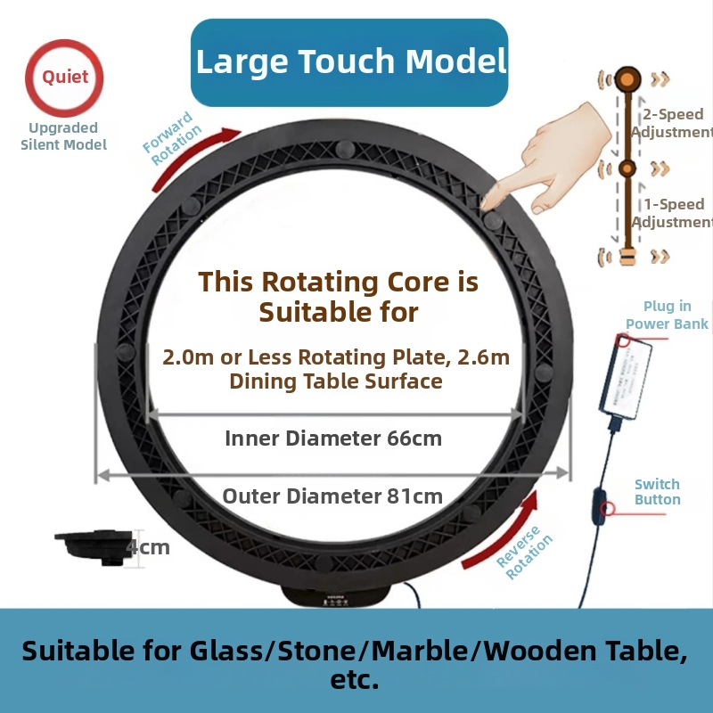 Elektromos forgóasztal étkezőasztalhoz — anyag műanyag; márka Jinpaili hardware; olasz minimalist stílus; univerzális felhasználás