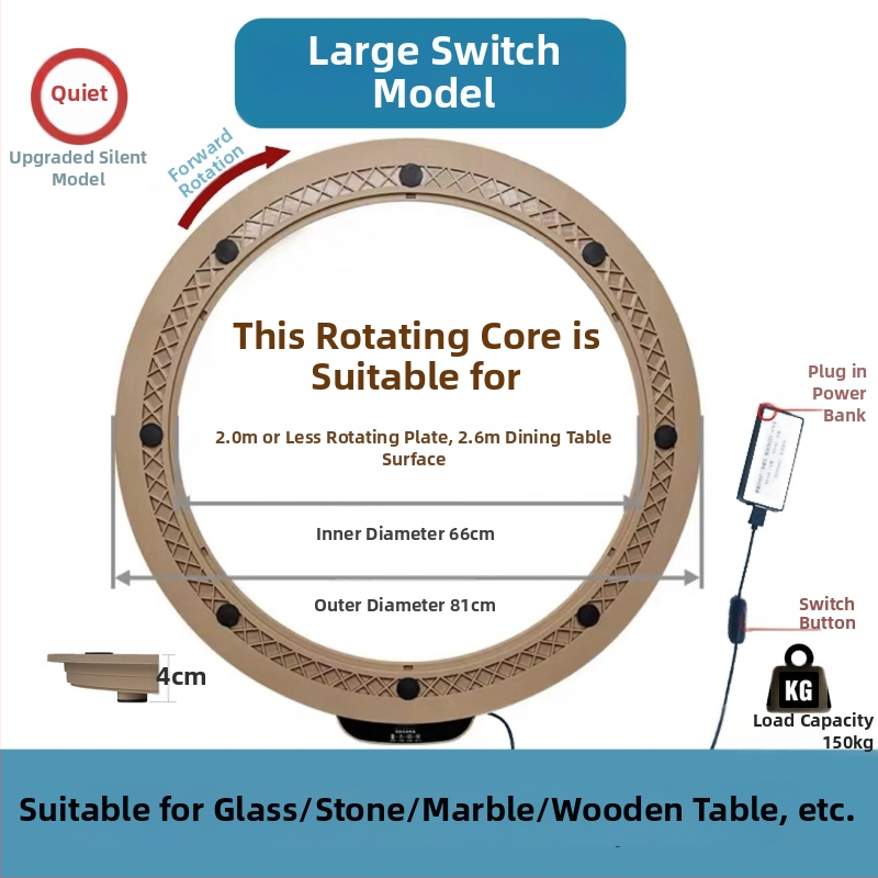 Elektromos forgóasztal étkezőasztalhoz — anyag műanyag; márka Jinpaili hardware; olasz minimalist stílus; univerzális felhasználás
