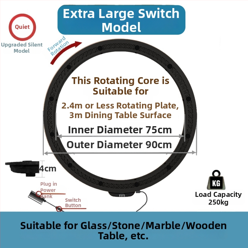 Elektromos forgóasztal étkezőasztalhoz — anyag műanyag; márka Jinpaili hardware; olasz minimalist stílus; univerzális felhasználás