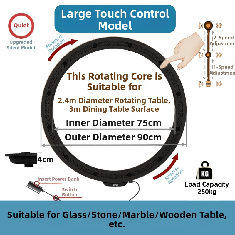 Elektromos forgóasztal étkezőasztalhoz — anyag műanyag; márka Jinpaili hardware; olasz minimalist stílus; univerzális felhasználás