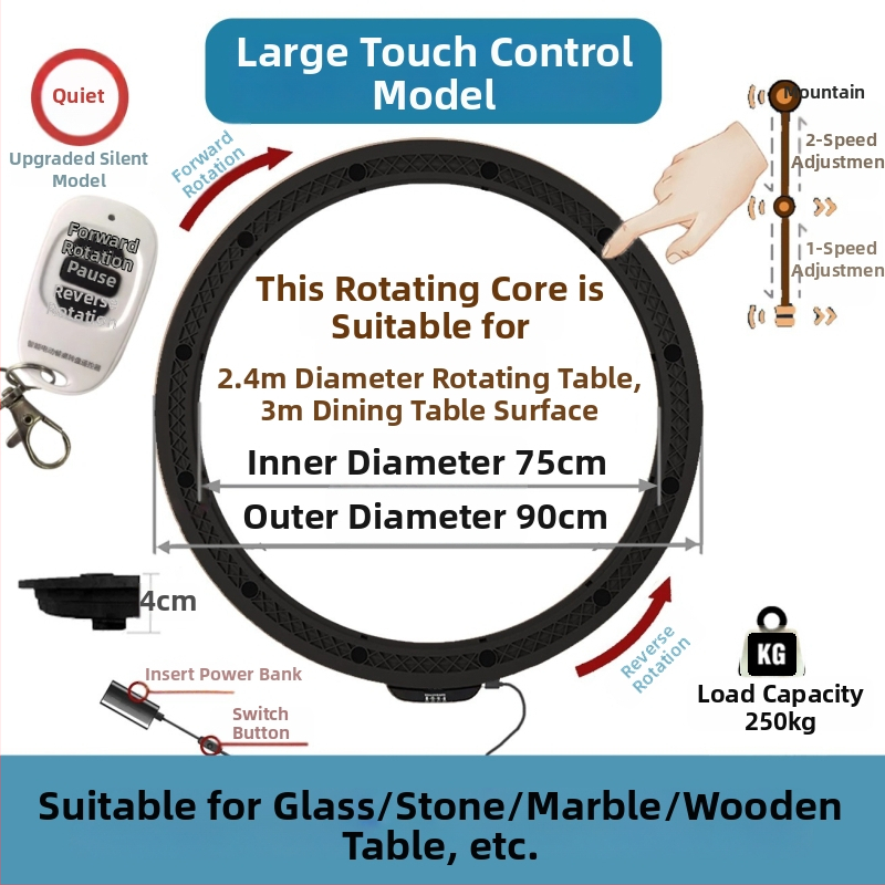 Elektromos forgóasztal étkezőasztalhoz — anyag műanyag; márka Jinpaili hardware; olasz minimalist stílus; univerzális felhasználás