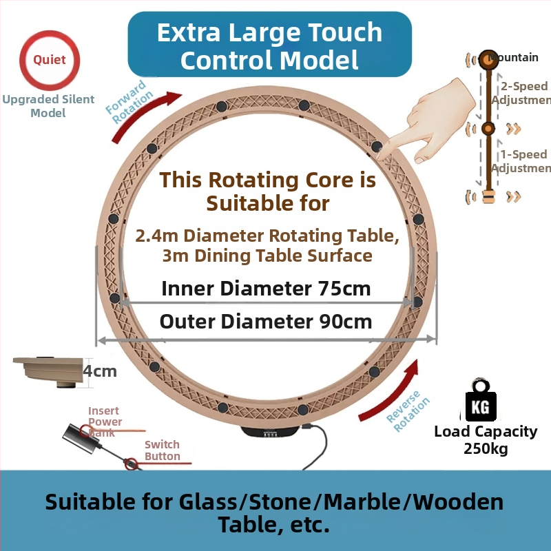 Elektromos forgóasztal étkezőasztalhoz — anyag műanyag; márka Jinpaili hardware; olasz minimalist stílus; univerzális felhasználás