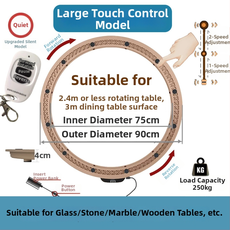 Elektromos forgóasztal étkezőasztalhoz — anyag műanyag; márka Jinpaili hardware; olasz minimalist stílus; univerzális felhasználás