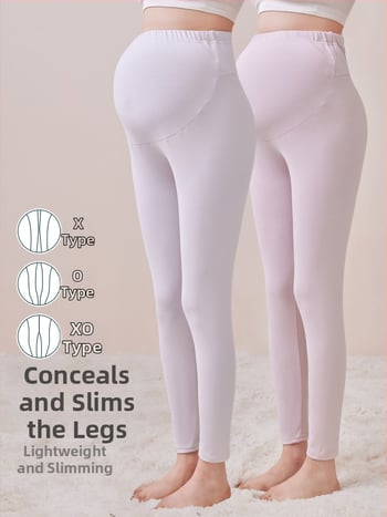 Παντελόνια εγκυμοσύνης με επένδυση φλίς, μακριά, μεσαίο πάχος, πολυεστέρας 80–90%, στήριξη κοιλιάς