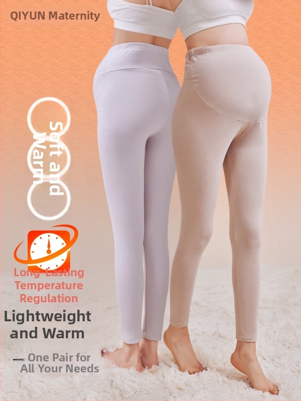 Παντελόνια εγκυμοσύνης με επένδυση φλίς, μακριά, μεσαίο πάχος, πολυεστέρας 80–90%, στήριξη κοιλιάς