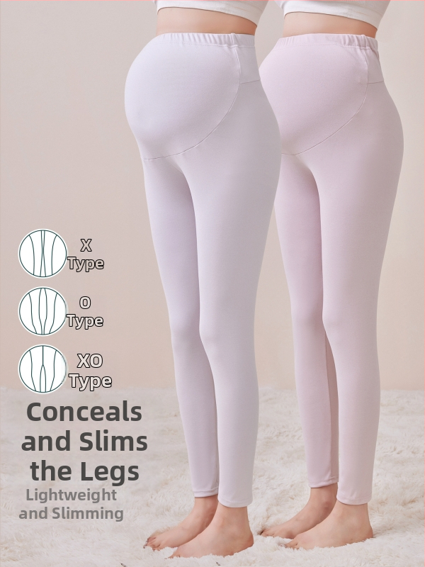 Tehotenské nohavice s fleecovou výplňou, dlhé, stredná hrúbka, polyester 80–90%, podpora brucha