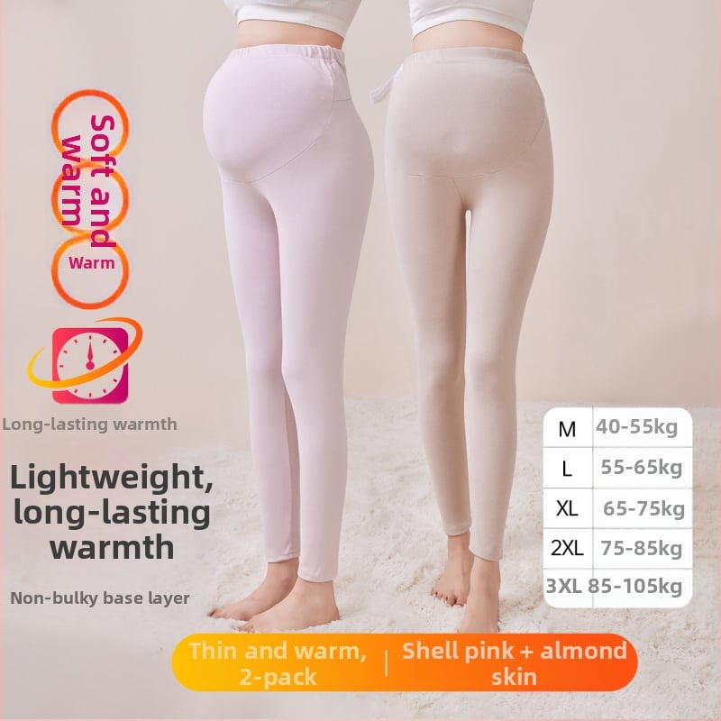 Παντελόνια εγκυμοσύνης με επένδυση φλίς, μακριά, μεσαίο πάχος, πολυεστέρας 80–90%, στήριξη κοιλιάς