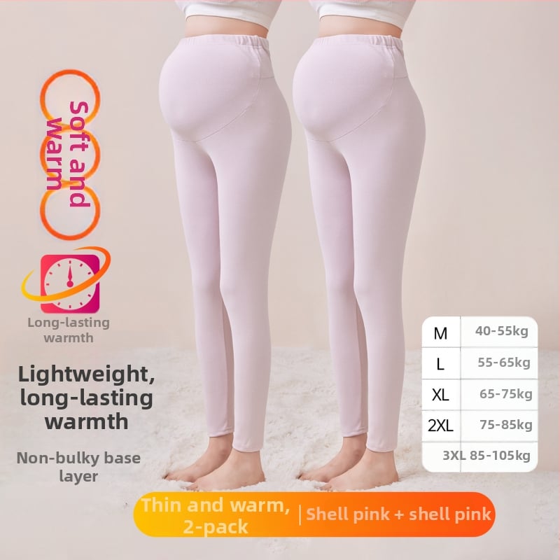 Παντελόνια εγκυμοσύνης με επένδυση φλίς, μακριά, μεσαίο πάχος, πολυεστέρας 80–90%, στήριξη κοιλιάς