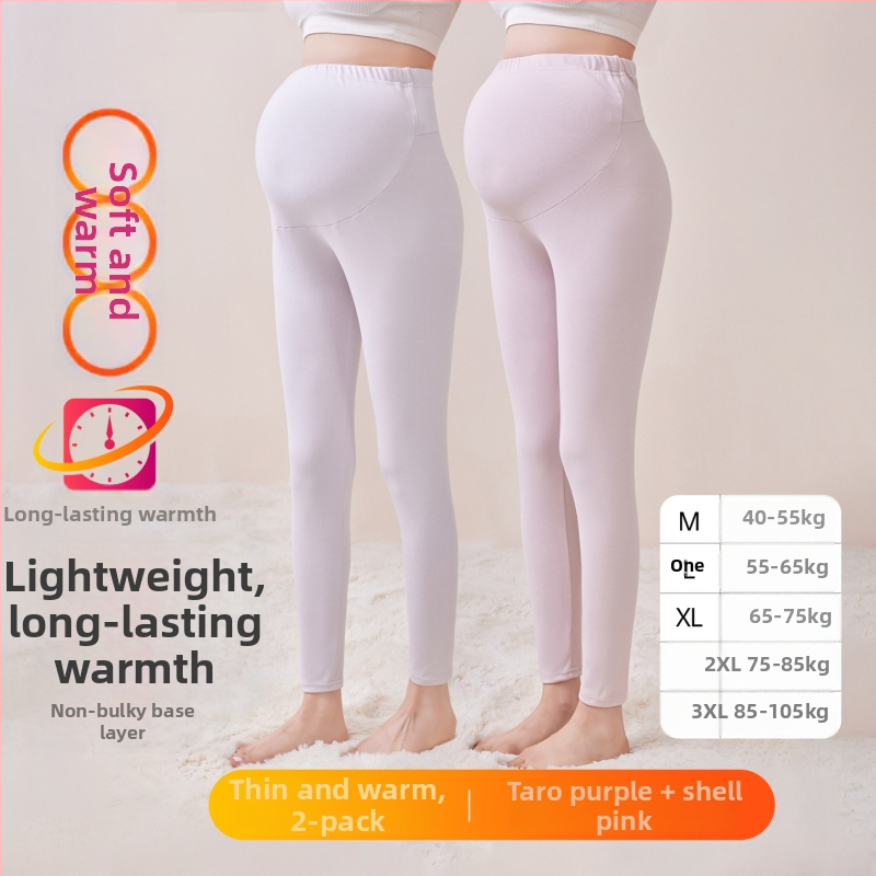 Παντελόνια εγκυμοσύνης με επένδυση φλίς, μακριά, μεσαίο πάχος, πολυεστέρας 80–90%, στήριξη κοιλιάς