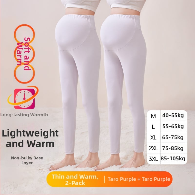 Παντελόνια εγκυμοσύνης με επένδυση φλίς, μακριά, μεσαίο πάχος, πολυεστέρας 80–90%, στήριξη κοιλιάς