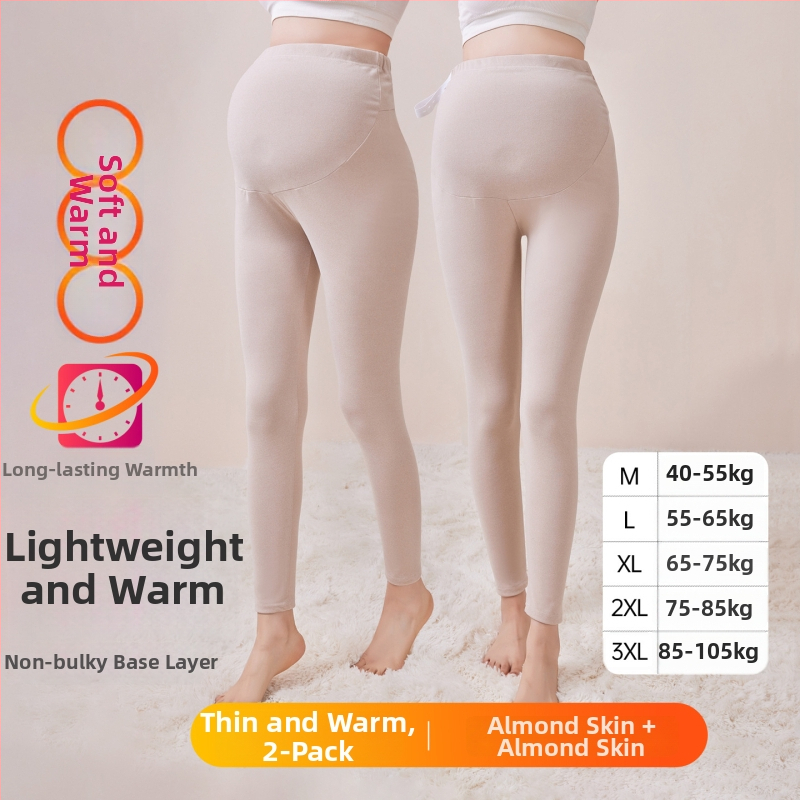 Παντελόνια εγκυμοσύνης με επένδυση φλίς, μακριά, μεσαίο πάχος, πολυεστέρας 80–90%, στήριξη κοιλιάς