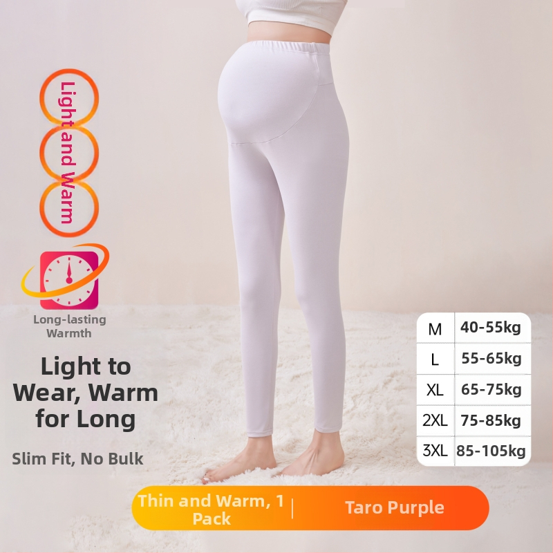 Παντελόνια εγκυμοσύνης με επένδυση φλίς, μακριά, μεσαίο πάχος, πολυεστέρας 80–90%, στήριξη κοιλιάς