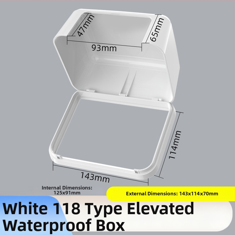 Κολλητό αδιάβροχο κουτί πρίζας τύου 118, ευρύχωρο διπλό υποδοχέα, προστατευτικό κάλυμμα ύψωσης για μπάνιο, έξυπνο WC