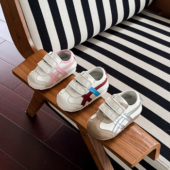 Forrest Gump stílusú gyerekcipő, felsőrész cow split bőr, Velcro zárás, puha talp, 12–36 hónaposoknak