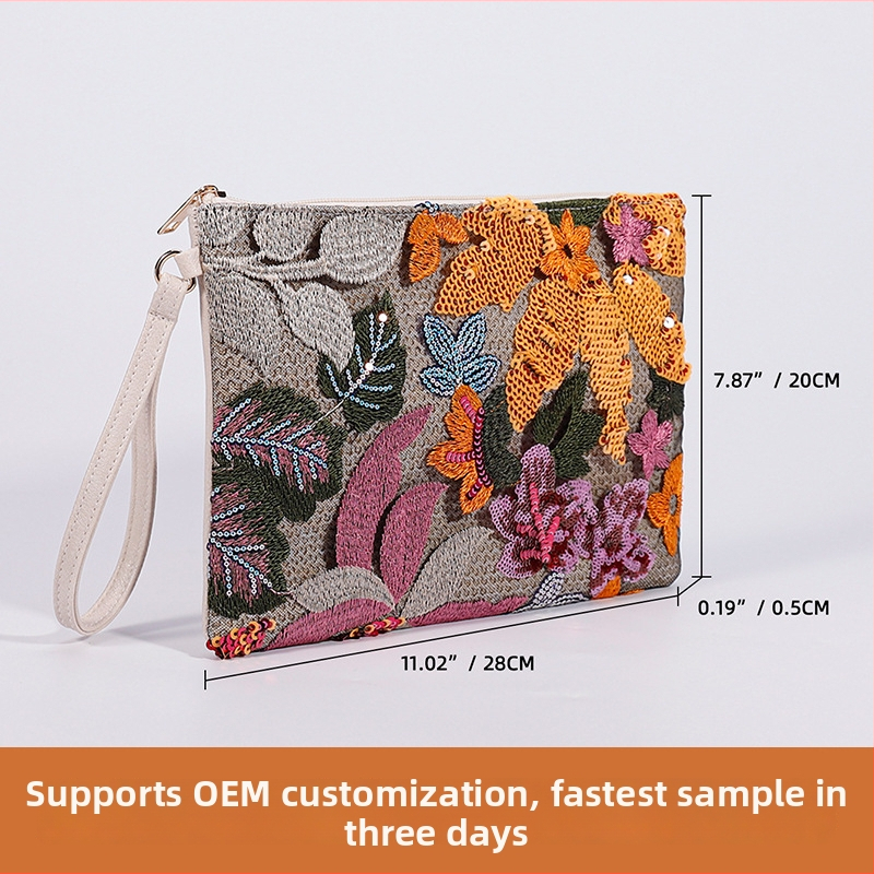 Kabelka typu clutch s PP+PU materiálom, polyesterová podšívka, zapínanie na zips, vnútorná kapsa so zipsom