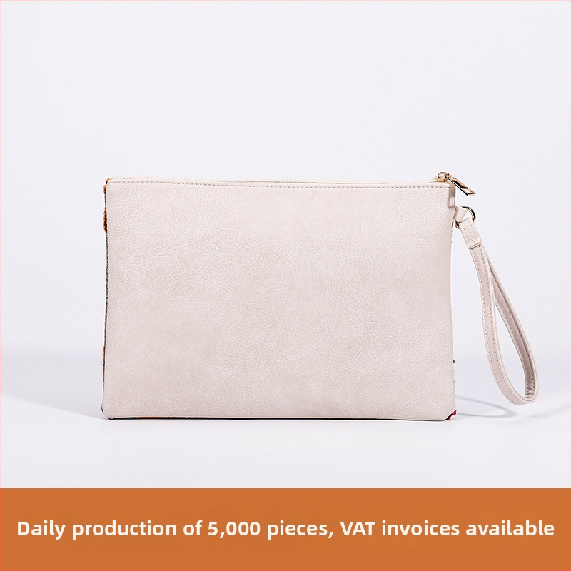 Kabelka typu clutch s PP+PU materiálom, polyesterová podšívka, zapínanie na zips, vnútorná kapsa so zipsom