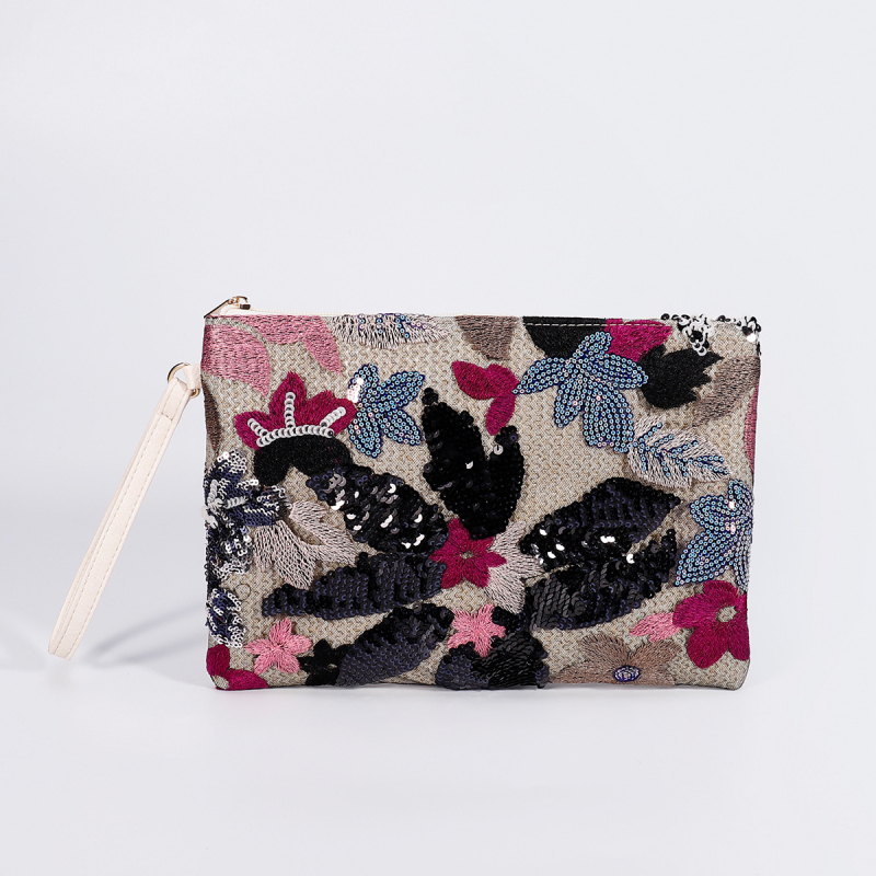 PP+PU anyagú clutch táska, poliészter bélés, cipzáras nyitás, belső cipzáras zseb