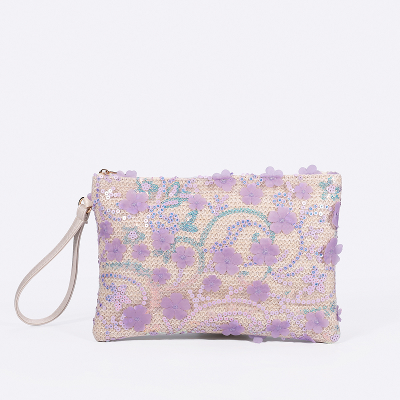 PP+PU anyagú clutch táska, poliészter bélés, cipzáras nyitás, belső cipzáras zseb