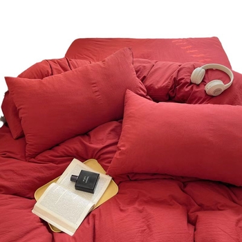 Set de patru piese – bumbac spălat, culoare solidă, vopsire reactiva, lavabil, greutate 800–1000 g, Ins-stil