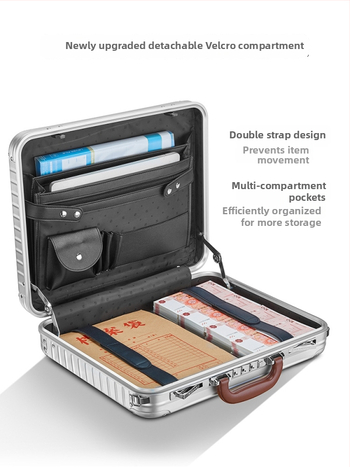 Casetă pentru documente de afaceri din metal, model cu dungi, căptușeală din poliester, impermeabil, anti-furt (stil: elită de afaceri)