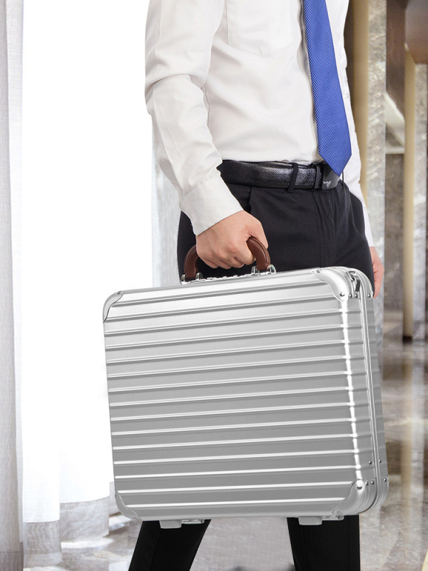 Casetă pentru documente de afaceri din metal, model cu dungi, căptușeală din poliester, impermeabil, anti-furt (stil: elită de afaceri)