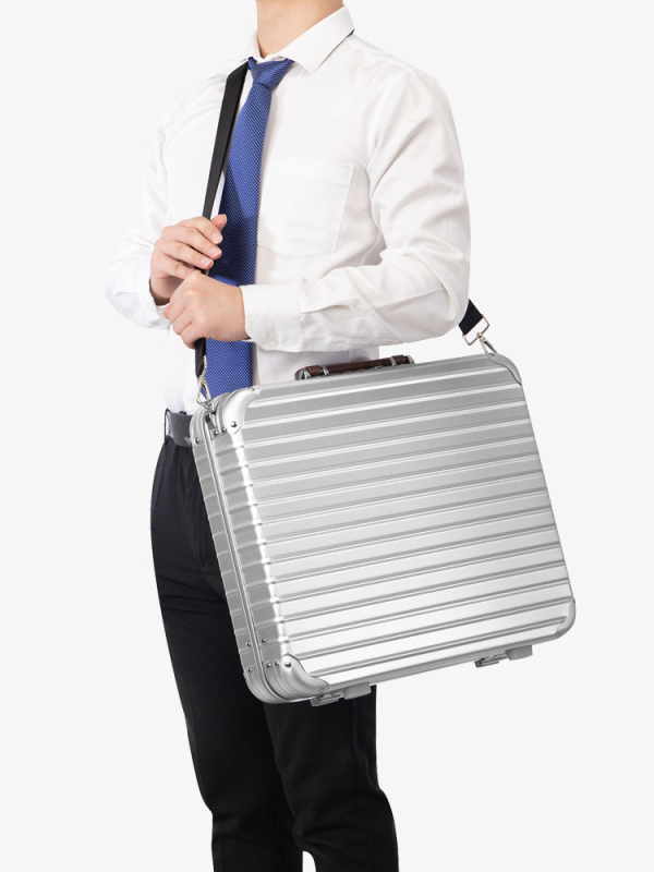 Casetă pentru documente de afaceri din metal, model cu dungi, căptușeală din poliester, impermeabil, anti-furt (stil: elită de afaceri)