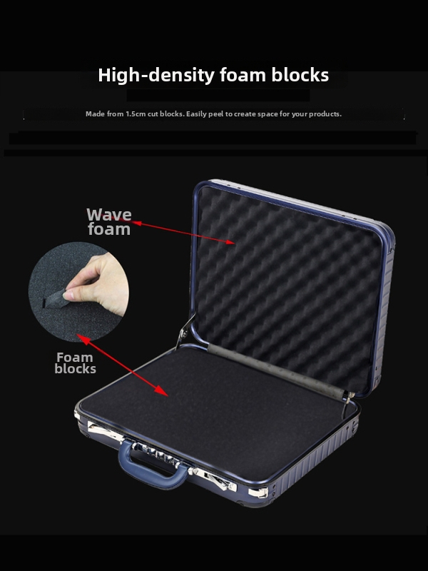 Casetă pentru documente de afaceri din metal, model cu dungi, căptușeală din poliester, impermeabil, anti-furt (stil: elită de afaceri)