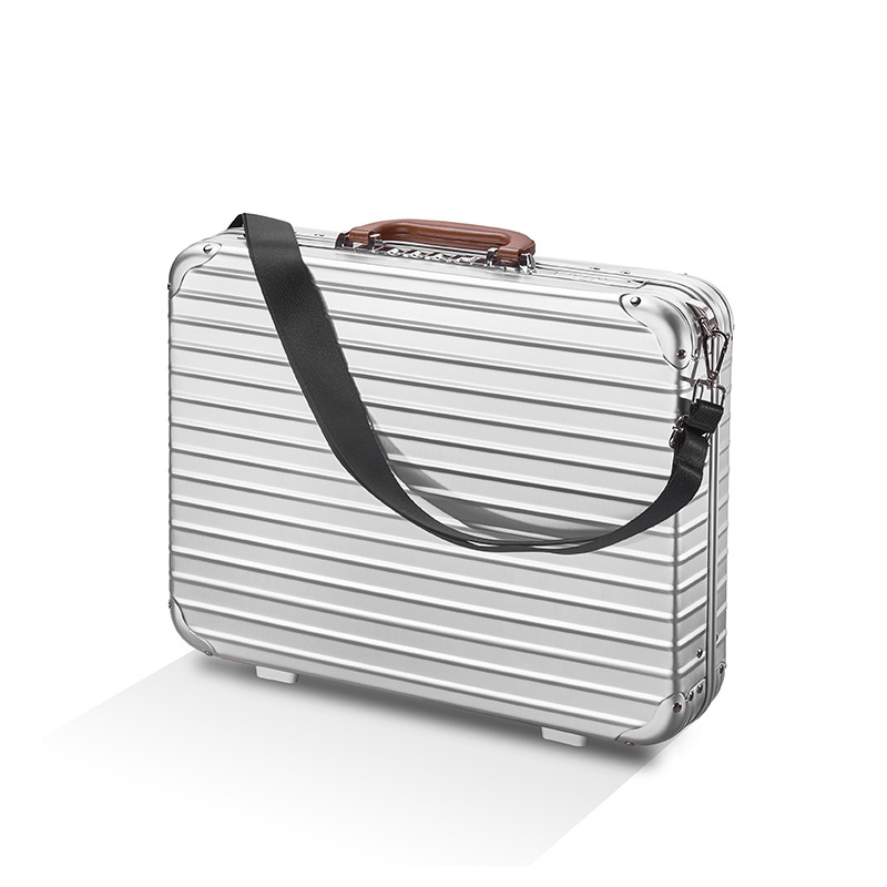 Casetă pentru documente de afaceri din metal, model cu dungi, căptușeală din poliester, impermeabil, anti-furt (stil: elită de afaceri)