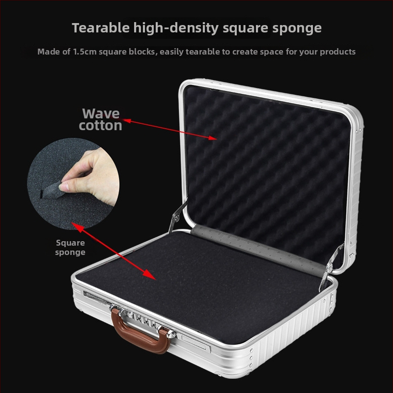 Casetă pentru documente de afaceri din metal, model cu dungi, căptușeală din poliester, impermeabil, anti-furt (stil: elită de afaceri)