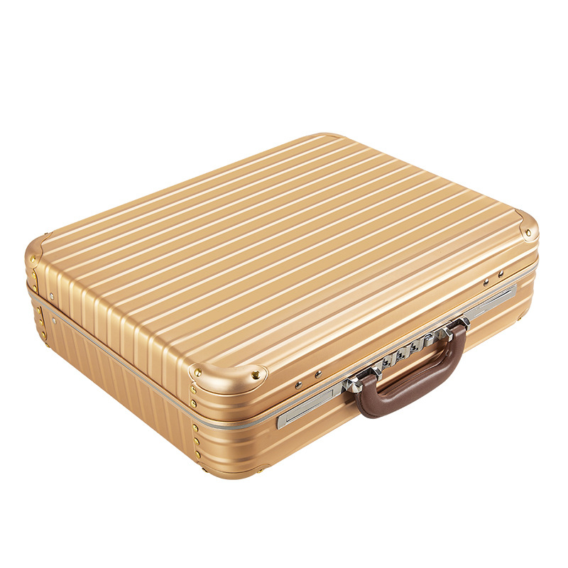 Casetă pentru documente de afaceri din metal, model cu dungi, căptușeală din poliester, impermeabil, anti-furt (stil: elită de afaceri)