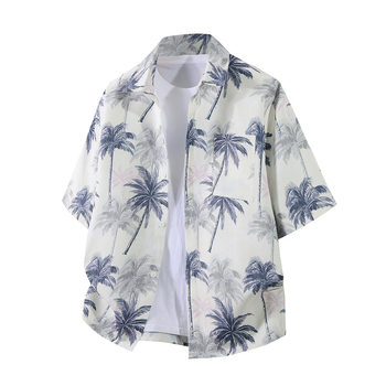 Πουκάμισο με μοτίβο λουλουδιών σε σπασμένα σχέδια, τετράγωνος γιακάς, κοντά μανίκια, αναπνεόμενη ύφανση, χωρίς σιδέρωμα