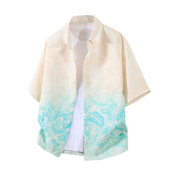 Πουκάμισο με μοτίβο λουλουδιών σε σπασμένα σχέδια, τετράγωνος γιακάς, κοντά μανίκια, αναπνεόμενη ύφανση, χωρίς σιδέρωμα