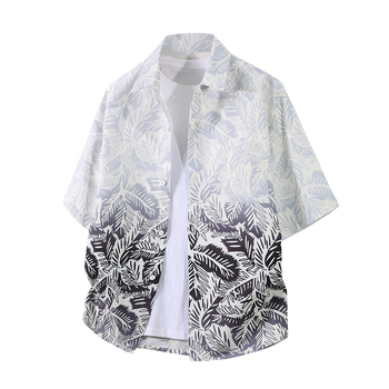 Πουκάμισο με μοτίβο λουλουδιών σε σπασμένα σχέδια, τετράγωνος γιακάς, κοντά μανίκια, αναπνεόμενη ύφανση, χωρίς σιδέρωμα