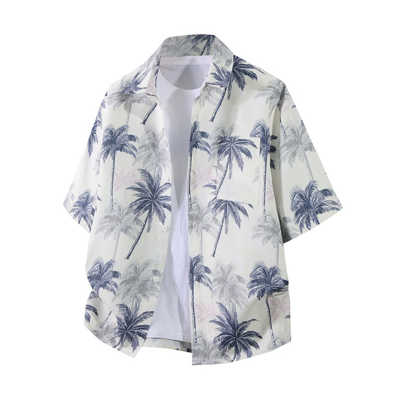 Πουκάμισο με μοτίβο λουλουδιών σε σπασμένα σχέδια, τετράγωνος γιακάς, κοντά μανίκια, αναπνεόμενη ύφανση, χωρίς σιδέρωμα