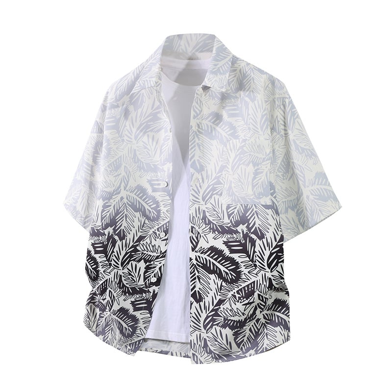 Πουκάμισο με μοτίβο λουλουδιών σε σπασμένα σχέδια, τετράγωνος γιακάς, κοντά μανίκια, αναπνεόμενη ύφανση, χωρίς σιδέρωμα