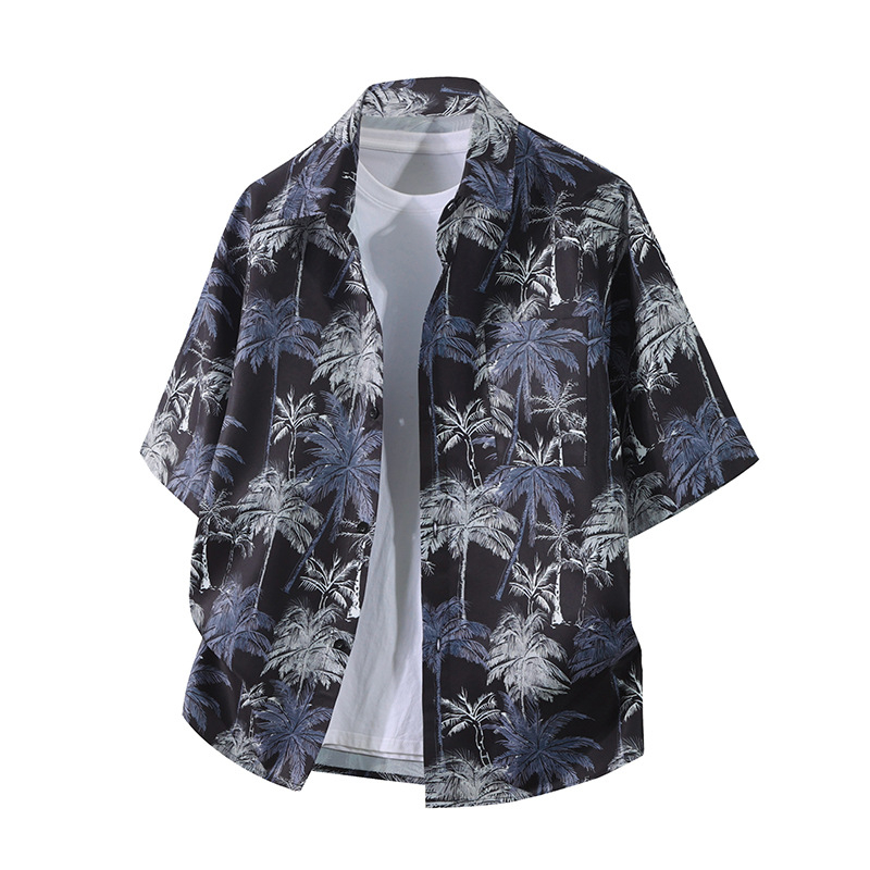 Πουκάμισο με μοτίβο λουλουδιών σε σπασμένα σχέδια, τετράγωνος γιακάς, κοντά μανίκια, αναπνεόμενη ύφανση, χωρίς σιδέρωμα